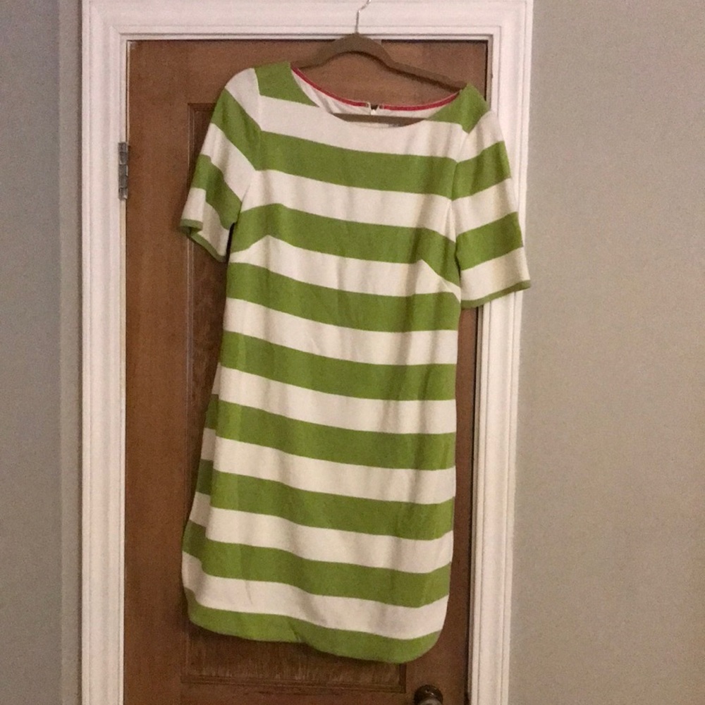 Green and white striped dress